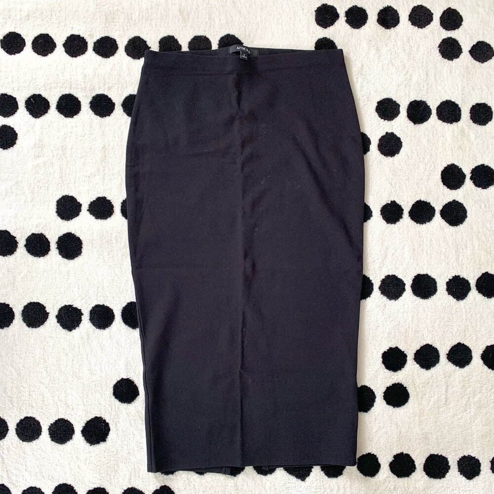 Active USA Black Midi Stretch Fitted Bodycon Pencil Skirt